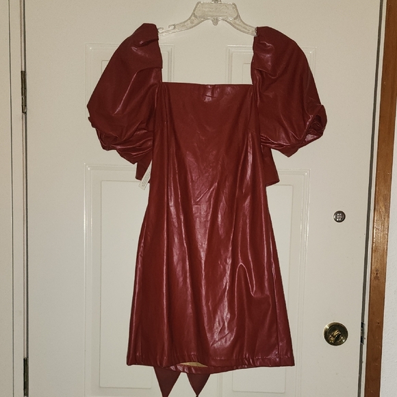 Anthropologie | Dresses | Mare X Anthropologie Small Petite Faux Leather  Wine Red Dress | Poshmark